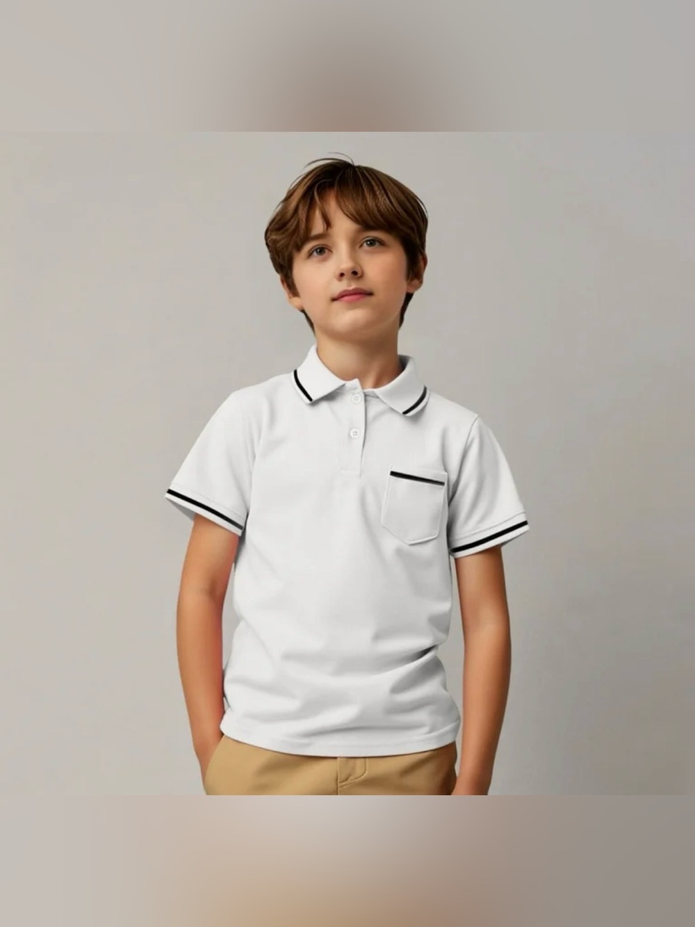 Crewcuts White Polo with Black Trim - Short Sleeve